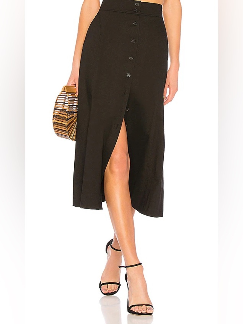 A.L.C. Amelie Black Button-Front Midi Skirt | Size 0
